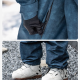 Ski Wear Denim Look Fleece-Lined Waterproof Ski Suit -Unisex