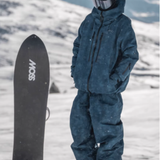 Ski Wear Denim Look Fleece-Lined Waterproof Ski Suit -Unisex