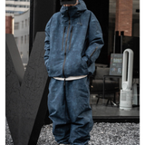 Ski Wear Denim Look Fleece-Lined Waterproof Ski Suit -Unisex