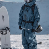 Ski Wear Denim Look Fleece-Lined Waterproof Ski Suit -Unisex