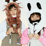 Ski Wear Kids Plush Jumping Ear Snow Helmet Hood