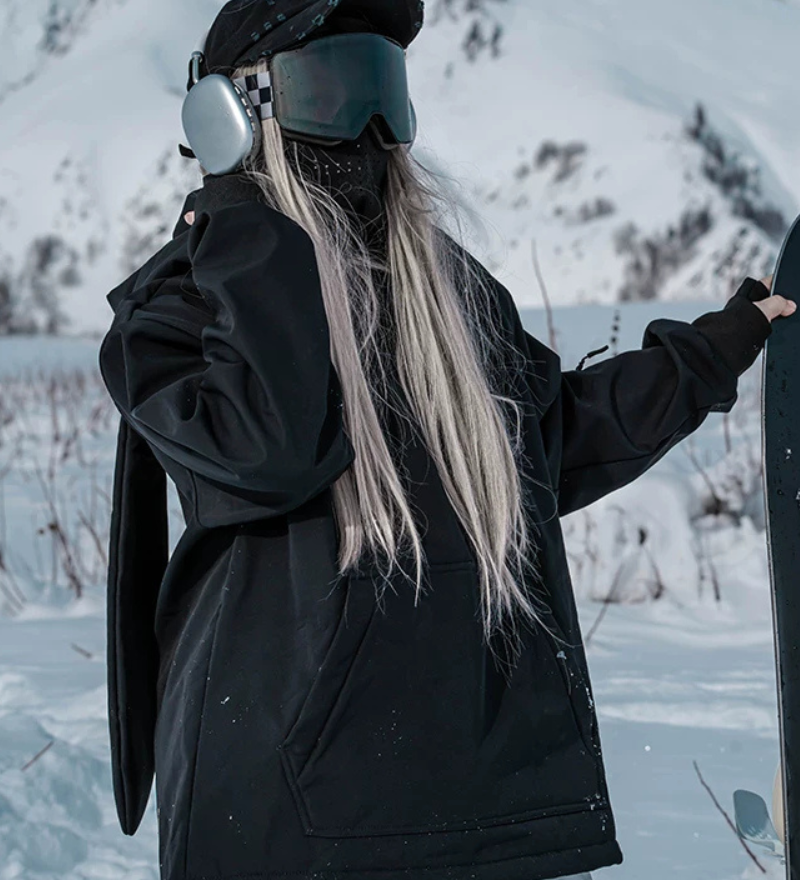 Ski Wear Bunny Ear Waterproof Loose-Fit Ski Hoodie - Women's