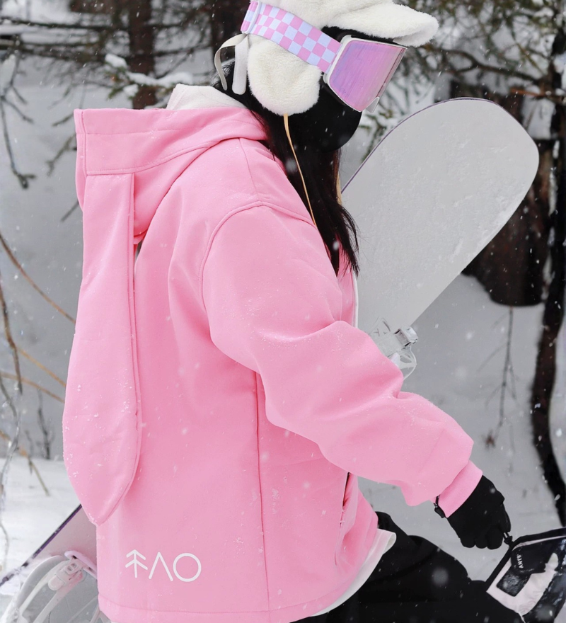 Ski Wear Bunny Ear Waterproof Loose-Fit Ski Hoodie - Women's