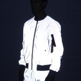 Techwear Silver Reflective Flight Jacket