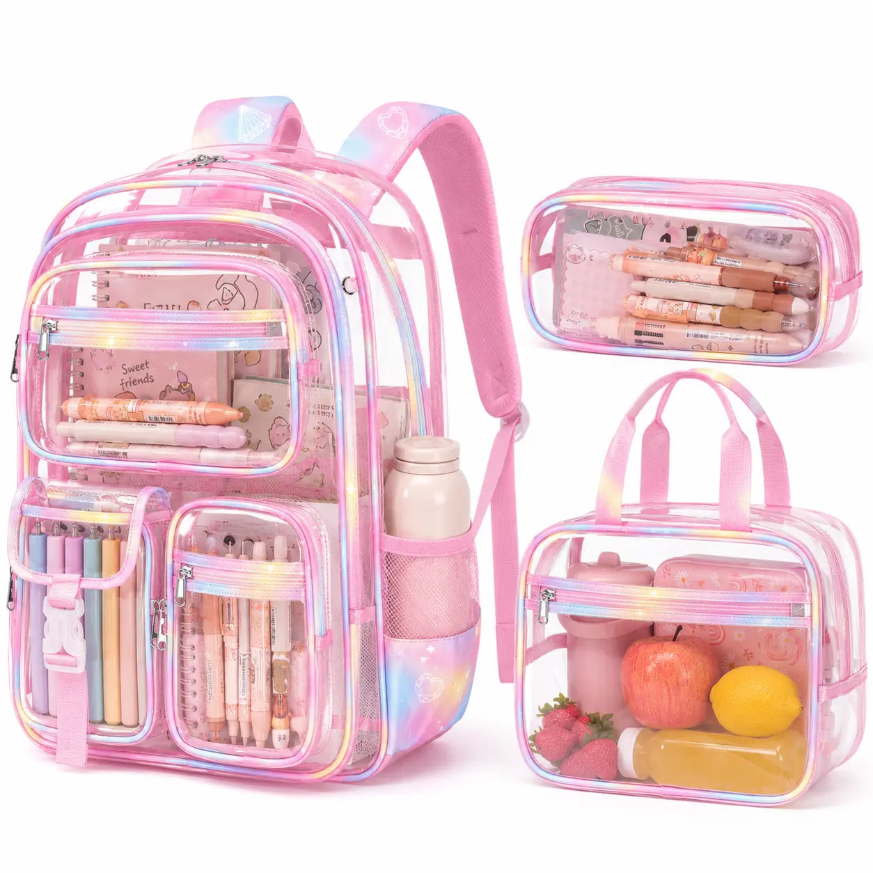Fimibuke 3PCS Backpack for School,Waterproof Bookbag Set with Lunch Box & Pencil Case,School Bag for Elementary Middle School,Back to School Gift,Birthday'S Gift,Back to School Shopping,Travel Essentials