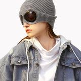 Aviator Sunglasses Knitted Futuristic Hat