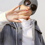 Aviator Sunglasses Knitted Futuristic Hat