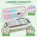 Nicpro 50-Piece Aesthetic Stationery Set with Pen Case - 5 Quick-Dry Retractable Black Ink Pens, 12 Pastel Highlighters, 6 Pastel Mechanical Pencils (0.5-0.7-0.9-2.0 Mm) for Students,Back to School,Back to School Shopping
