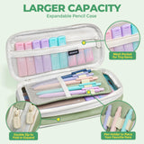Nicpro 50-Piece Aesthetic Stationery Set with Pen Case - 5 Quick-Dry Retractable Black Ink Pens, 12 Pastel Highlighters, 6 Pastel Mechanical Pencils (0.5-0.7-0.9-2.0 Mm) for Students,Back to School,Back to School Shopping