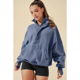 Ooey Gooey Half Zip Sweater - Blue Dusk