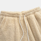 Men's Solid Color Plush Half-Zip Contrast Drawstring English Letter Embroidery Hooded Long Sleeve Sweatshirt and Shorts Set for Casual Fashion, Simple Street Style, Autumn/Winter Two-Piece Set