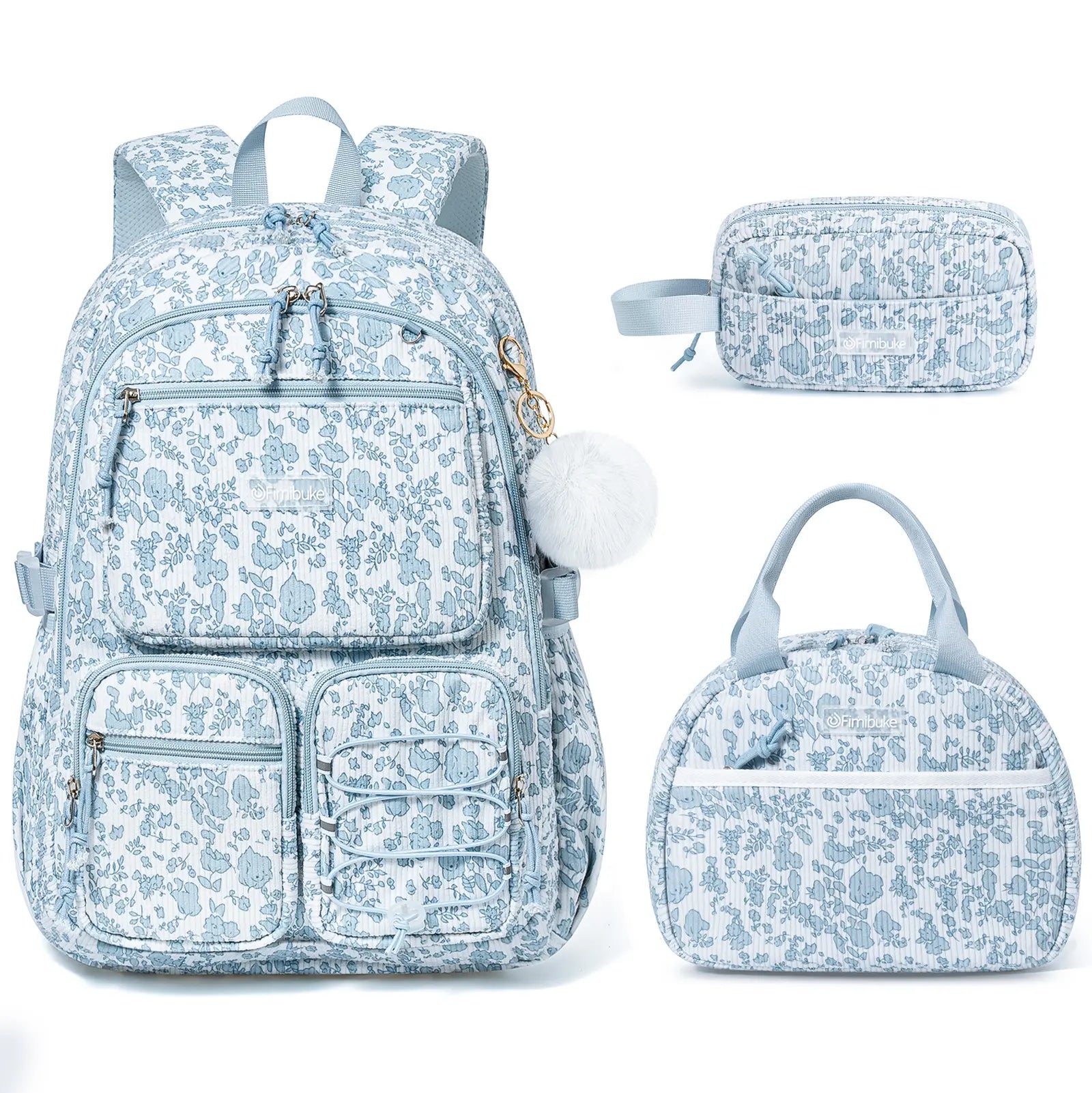 Fimibuke 3PCS Backpack for School,Waterproof Bookbag Set with Lunch Box & Pencil Case,School Bag for Elementary Middle School,Back to School Gift,Birthday'S Gift,Back to School Shopping,Travel Essentials
