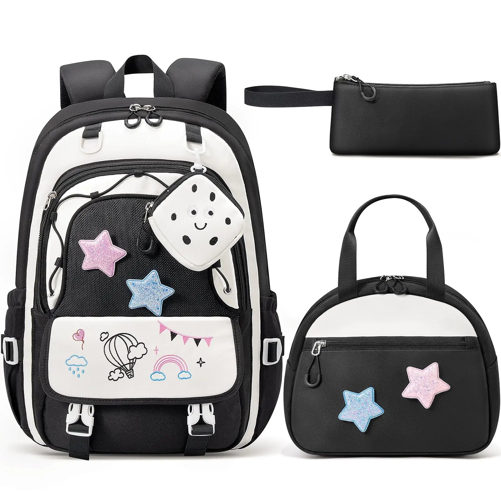 Fimibuke 3PCS Backpack for School,Waterproof Bookbag Set with Lunch Box & Pencil Case,School Bag for Elementary Middle School,Back to School Gift,Birthday'S Gift,Back to School Shopping,Travel Essentials