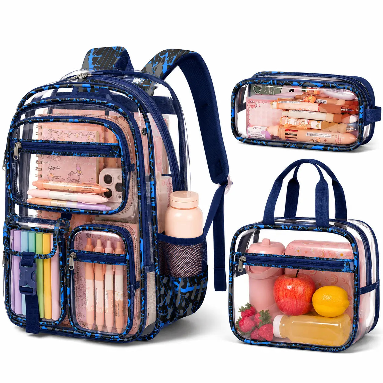 Fimibuke 3PCS Backpack for School,Waterproof Bookbag Set with Lunch Box & Pencil Case,School Bag for Elementary Middle School,Back to School Gift,Birthday'S Gift,Back to School Shopping,Travel Essentials