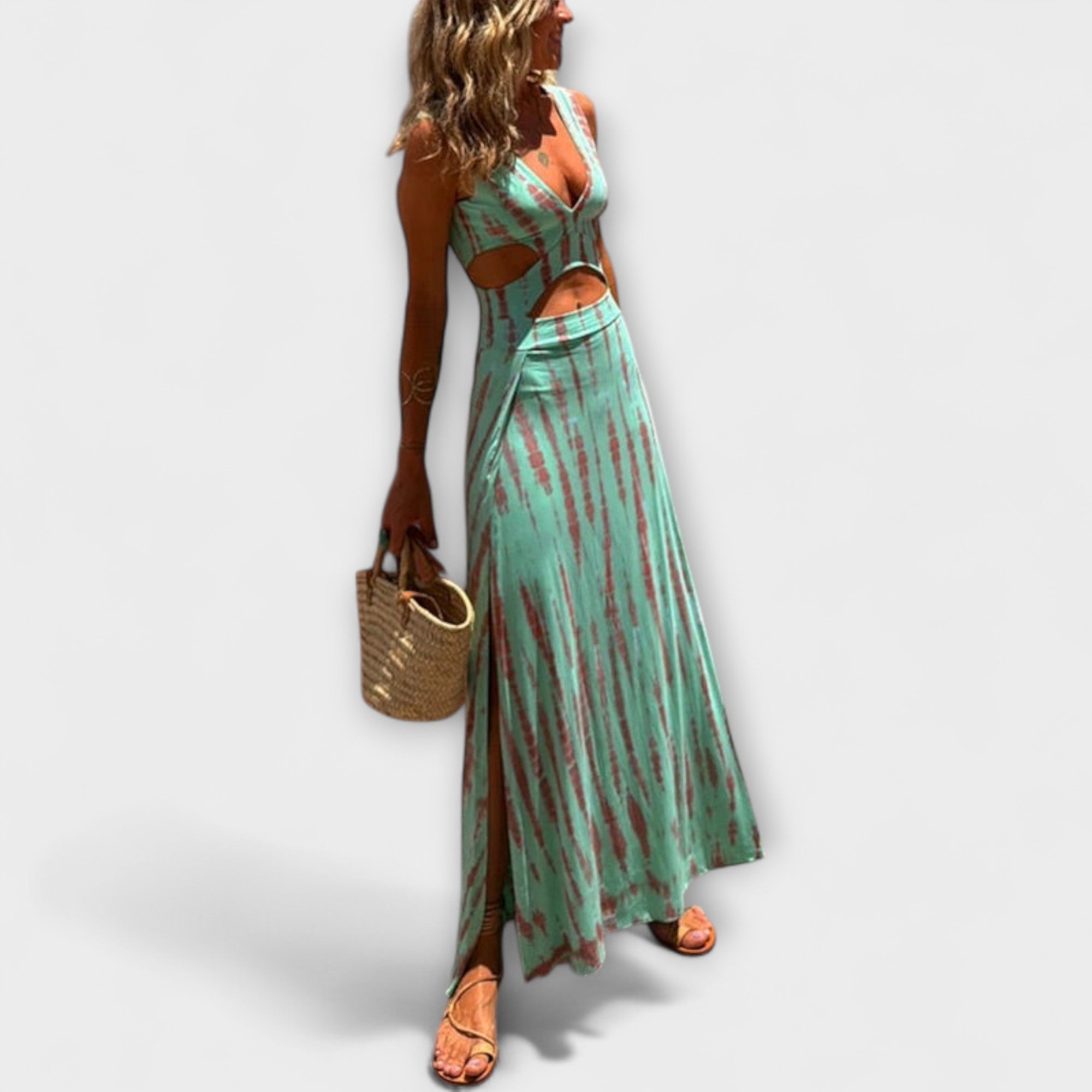 Ella - Eleanor Tie-Dye Izrezane Haljine s Razporkom