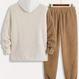 This Is a New Winter Casual Two-Piece Set for Men, Featuring a Soft And Plush Fabric with a Stylish Design. It Includes Contrasting Buttons And a Easy Chest Pocket, Making It Perfect for Home Relaxation Or Outings