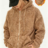 Pearson OBM Men's Plush Winter Thickened Casual Outerwear Fashion High-Quality Zipper Hoodie