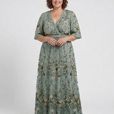 Evadne | Embroidered V Neck Maxi Dress