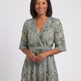 Evadne | Embroidered V Neck Maxi Dress