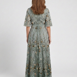 Evadne | Embroidered V Neck Maxi Dress