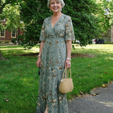 Evadne | Embroidered V Neck Maxi Dress