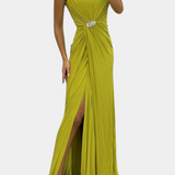 Emilija Maxi Haljina s Plisiranjem i Bočnim Izrezom